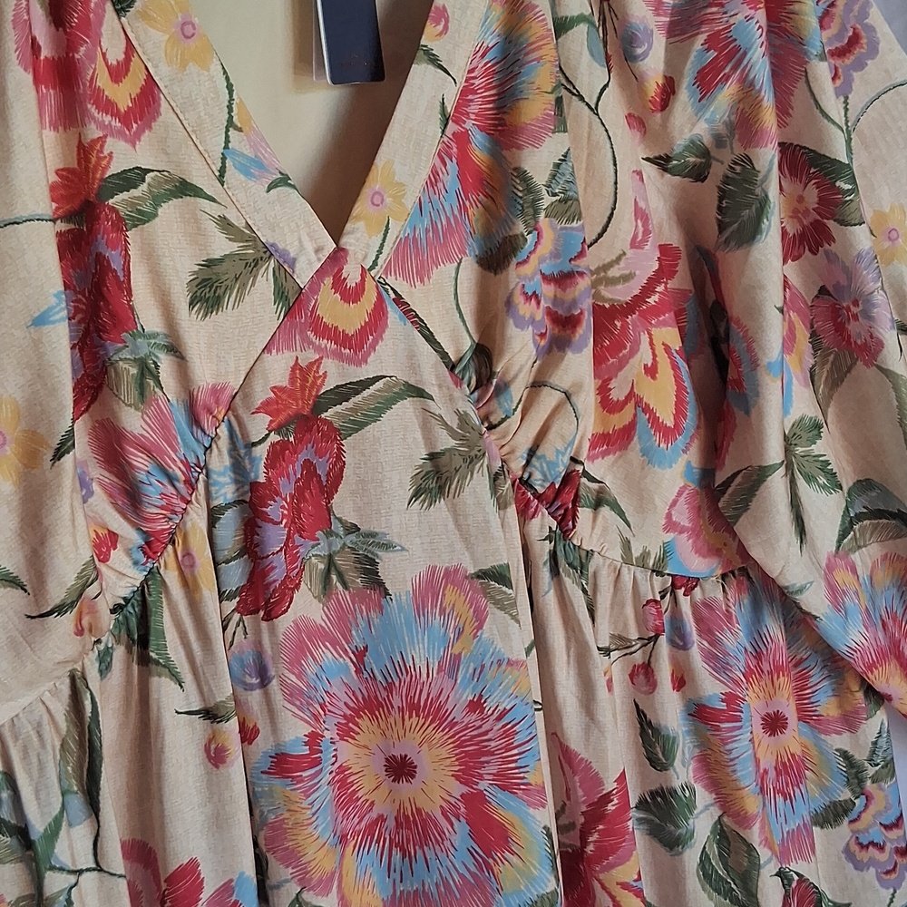 SKIES ARE BLUE Floral Maxi Dress Cream Pink 3X - Picture 6 of 11